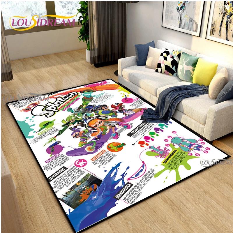 Tappeto Cartone Animato Gioco Splatoon per Soggiorno Camera da Letto Decorazione Tappeti da Area Cucina Tappetino Antiscivolo Alfombra Regalo di Compleanno Tappetino Poster