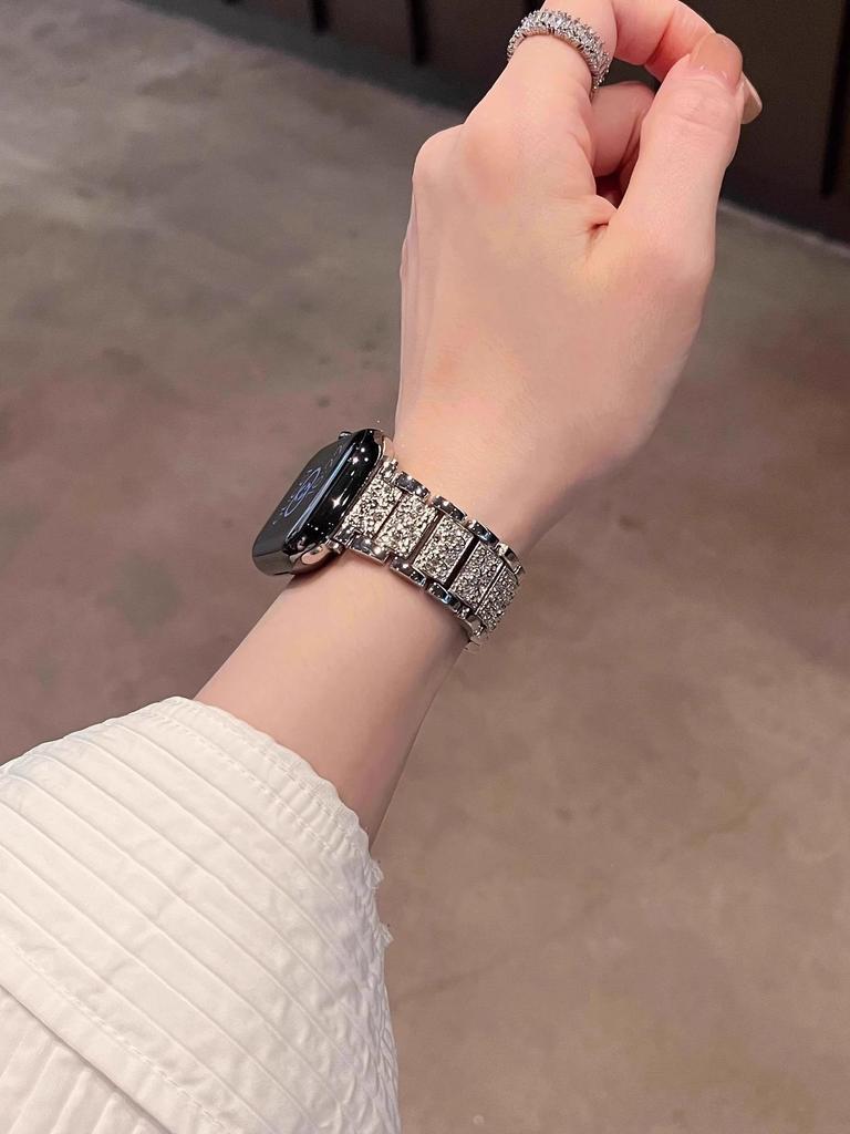 Compatible Diamond Metal Watch Band for Apple iWatch S10, Huawei GT345, and Xiaomi 89Pro Redmi