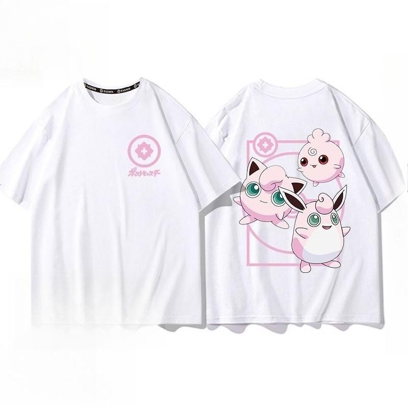 Pokémon Pikachu Gengar Charmander White Tshirt Mens 2026 Summer Fashion Oversize Street Casual Y2K Tops Streetwear Clothing
