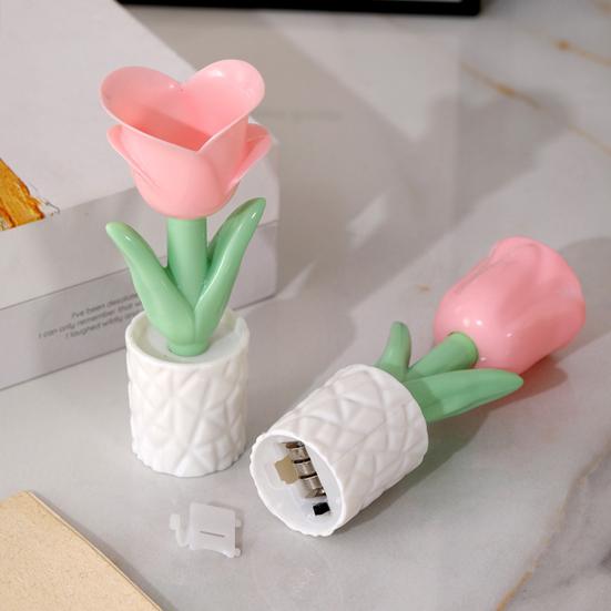 Mini LED Blume Floral mit Weichem Schein Nachtlicht Tischlampe Kreativ Batteriebetrieben Nachttisch Schreibtisch