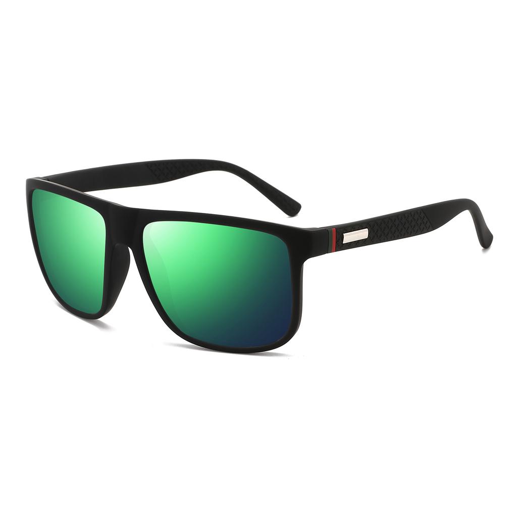 New fashionable polarized sunglasses, red and green striped temple colorful film driving sunglasses advanced sense P