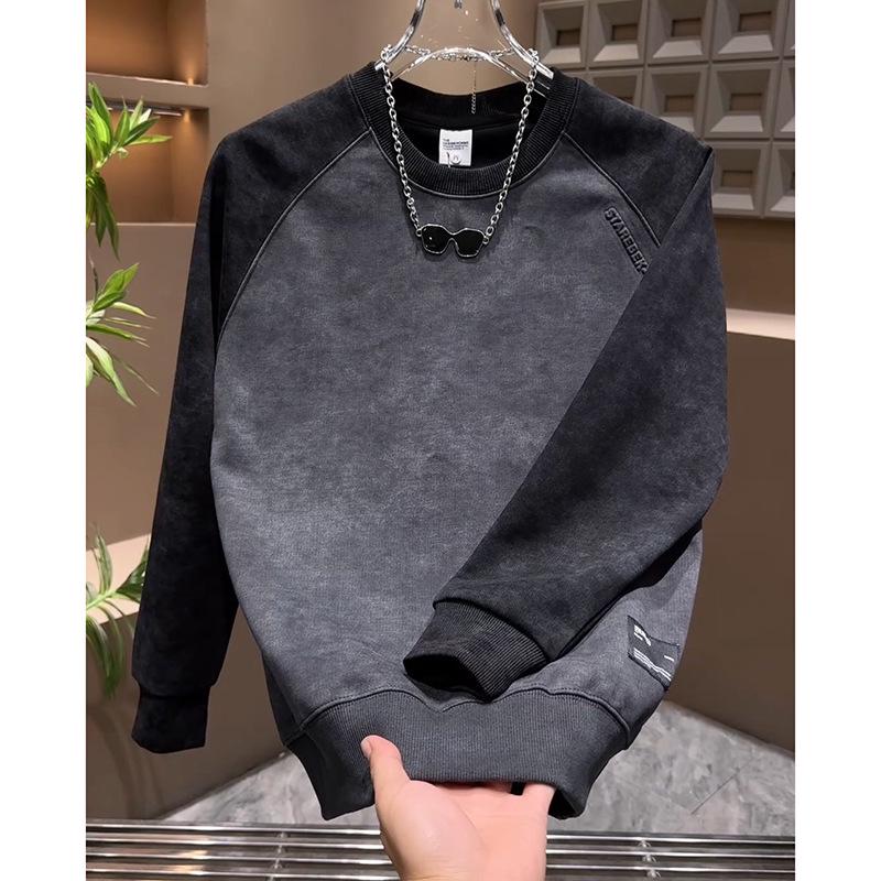 Men's Luxury Tie-Dye Round-Neck Long Sleeve Shirt for Autumn/Winter