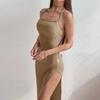 2024 Summer Women's Sexy Spaghetti Strap Backless Bodycon Sheath Dress