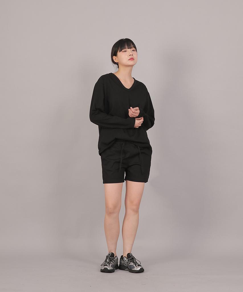 SAINTCREW Cotton Elastic Waist Shorts Cbs-387 Black