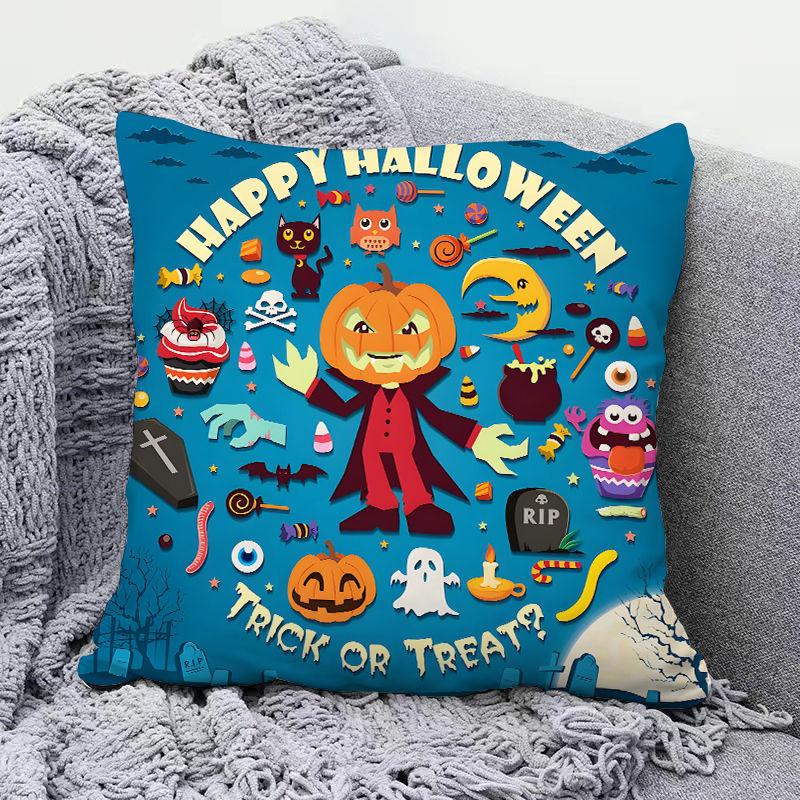 New Halloween Pillow Cover Halloween Horror Skull Witch Decorative Cushion Cover Event Decorative Cushion Cover