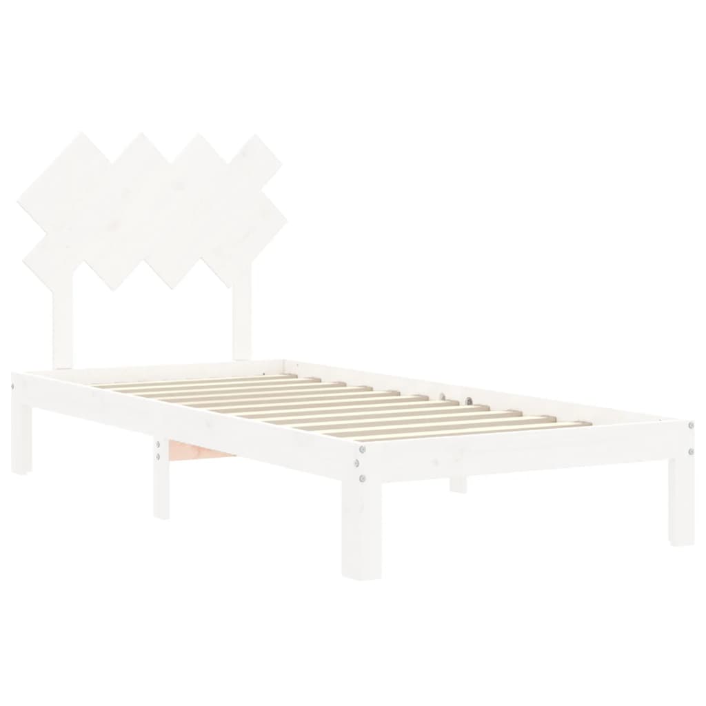 Vidaxl Rama Łóżka Bez Materaca, Biała, 90X200 Cm, Lite Drewno Sosnowe