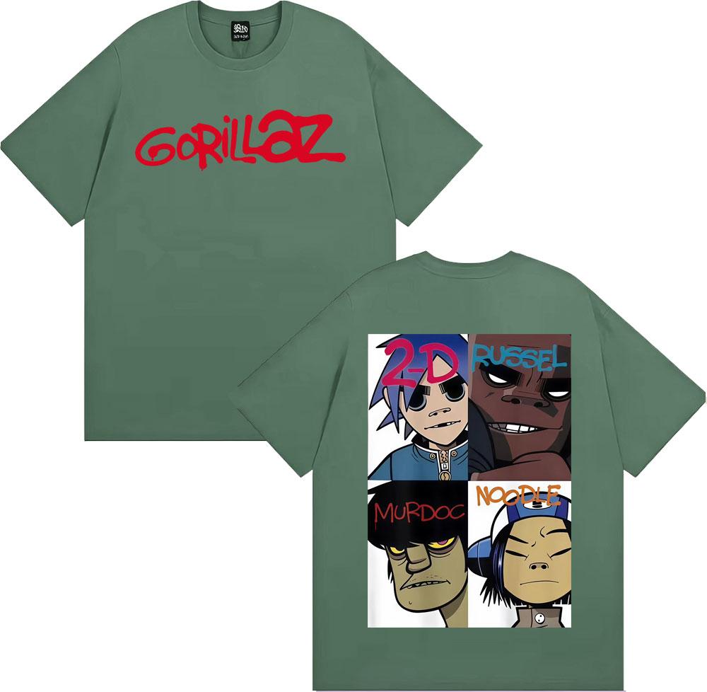 Gorillaz Band Face Arts Graphic Tshirts Unisex Women Clothing Retro Cartoon Short Sleeve T Shirts Fashion Casual Oversized Tshirt