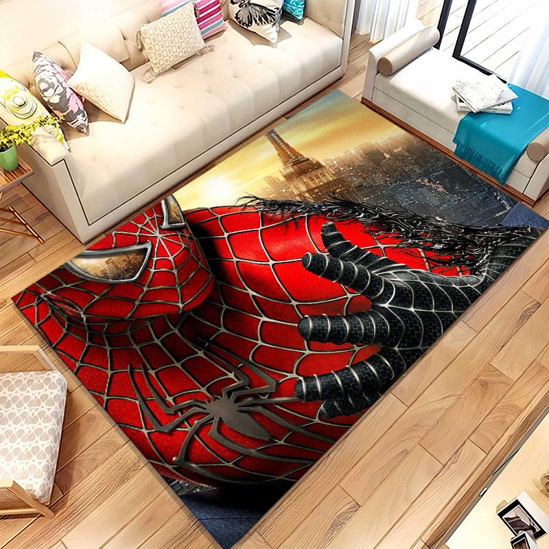 Marvel Avengers Spider Man Cartone Animato Tappeto Area Antiscivolo per Soggiorno Tappeto Morbido per Camera da Letto Stanza dei Giochi dei Bambini Divano, Zerbino Decorazione per la Casa