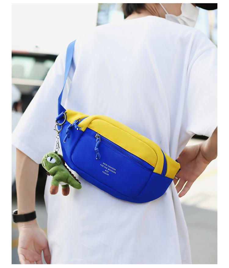 Japanese Niche Color-Block Chest Bag: Unisex Lightweight Crossbody & Waist Phone Bag for Casual Sports