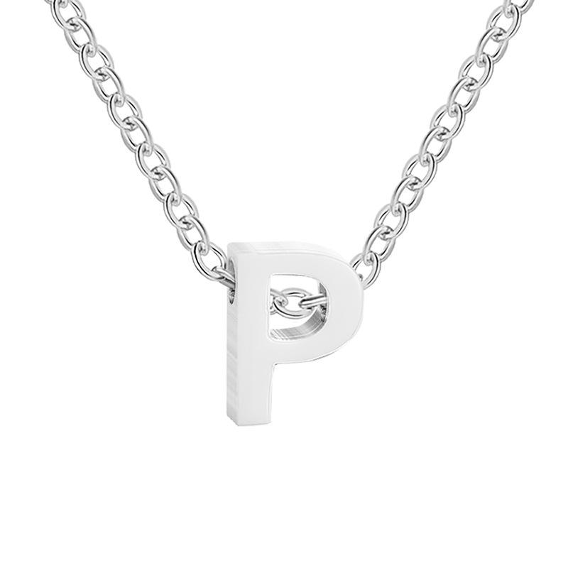 eManco Gold-Plated Stainless Steel Letter Necklace with European & American Pendant