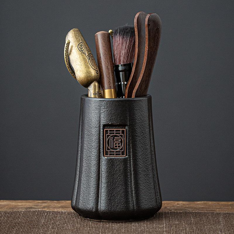 6Pcs/Set Tea Ceremony Heat-resistant Tea Canister Tools Wooden Chinese Gongfu Teaspoon Tea Tong Needle Set Tearoom Supplies