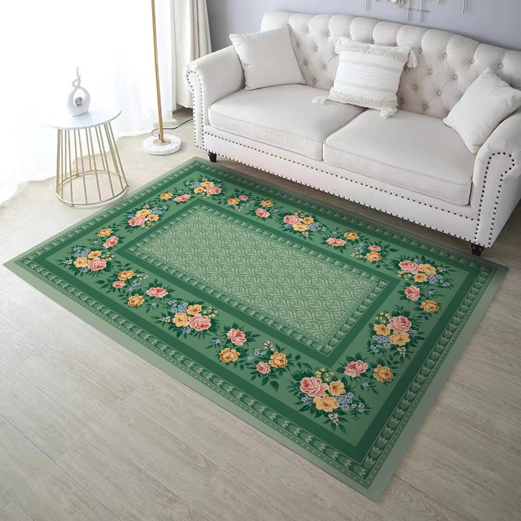 Luxuriöse europäische Küchenmatte mit grünen Blumen, weich und verdickt, wasserdicht, rutschfest, ölbeständig, Bodenmatte, Läufer, Teppich