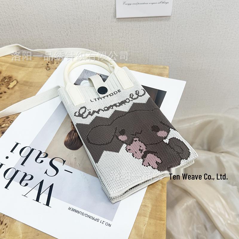 Cute Cartoon Dopamine Knit Crossbody Phone and Coin Bag