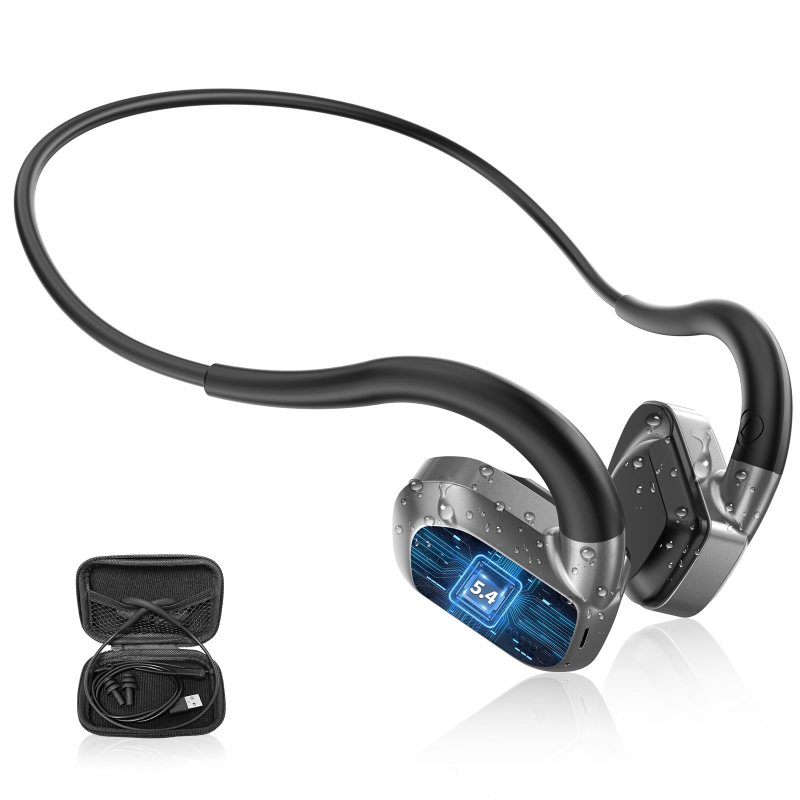 

Bluetooth MP3-плеер с костной проводимостью 32 ГБ 8000 Сертификация технических стандартов IPX8 Bluetooth Спортивный с костной проводимостью Быстрый 12 часов воспроизведения [2025]