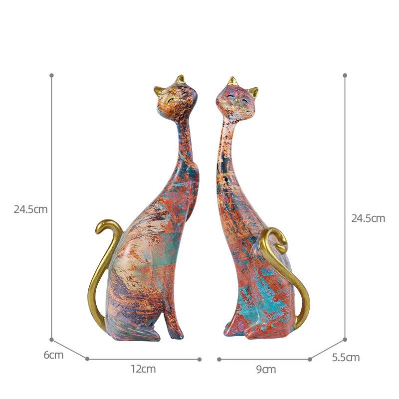 Home Decor Nordic Graffiti Art Oil Painting Cat Decoration Resin Abstract Ornament Figurines Bedroom Desktop Porch Cat Sculpture