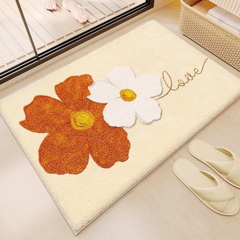 Yan Cartoon Panda Bathroom Imitation Cashmere Floor Mat, Toilet Door Carpet Door Mat, Absorbent Anti-slip Mat, Toilet Floor Mat