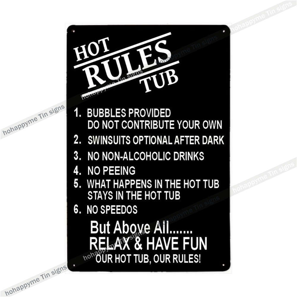 Funny Hot Tub Welcome Metal Sign (20x30cm) | Vintage | Beach/Bathroom/Bar Decor