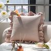 Ins Nordic Velvet Ruffle Pillow Case Living Room Sofa Cushion Pink Bedside Cushion Cushion Pillow