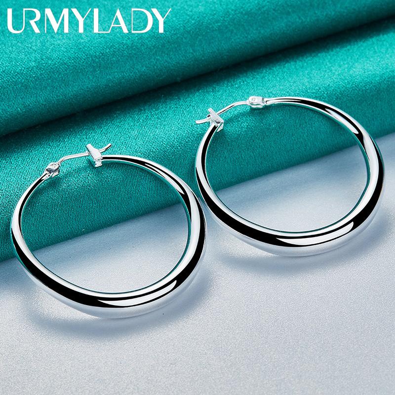 925 Sterling Silver Smooth Moon Earrings For Women Fine Jewelry