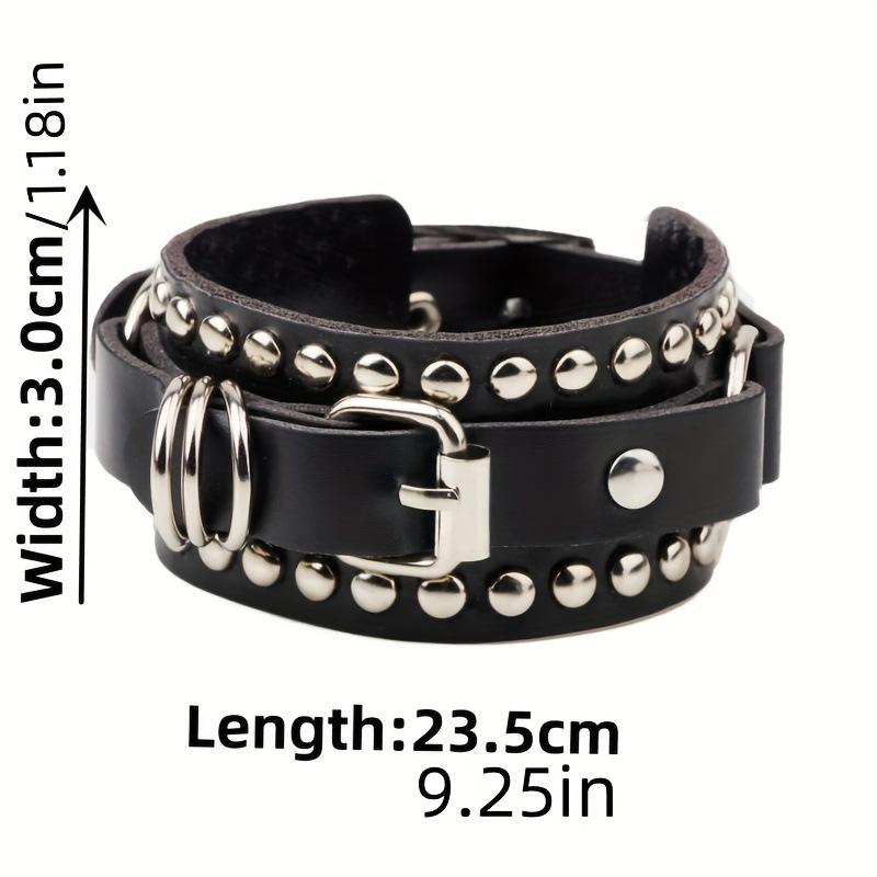 Leather Wristband Bracelet Cuff Goth Punk Bracelets Women Men Spikes Rivet Stud Bangle Cosplay Rock Unisex Jewelry