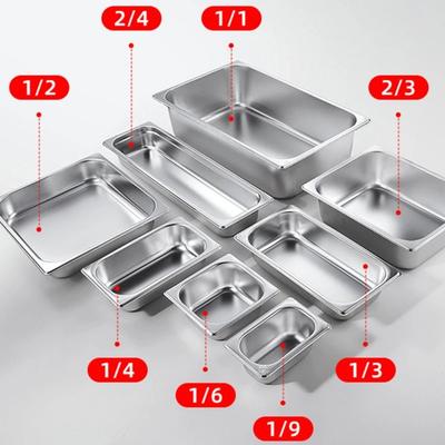 With Lid GN Pan 304 Stainless Steel Food Container Durable Rectangular Tray Basin Chafing Buffet