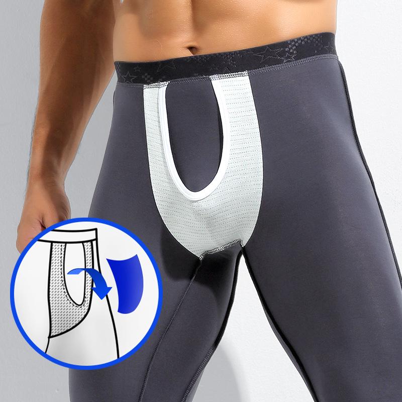 Men's Bullet-Type Antibacterial Autumn Leggings with Inner Crotch Warmth