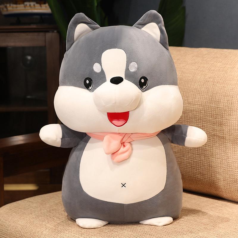 30Cm-60Cm Soft Stuffed Chubby Cartoon Husky Shiba Inu Plush Toys Comfy Fluffy Huggable Doggy Doll Warm Cute Accompany In Winter