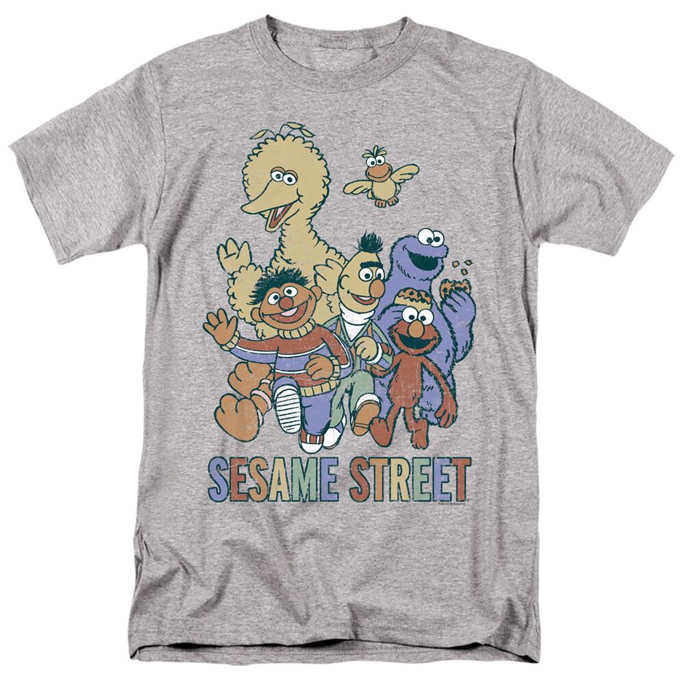 Sesame Street Colorful Group Licensed Adult T-Shirt S