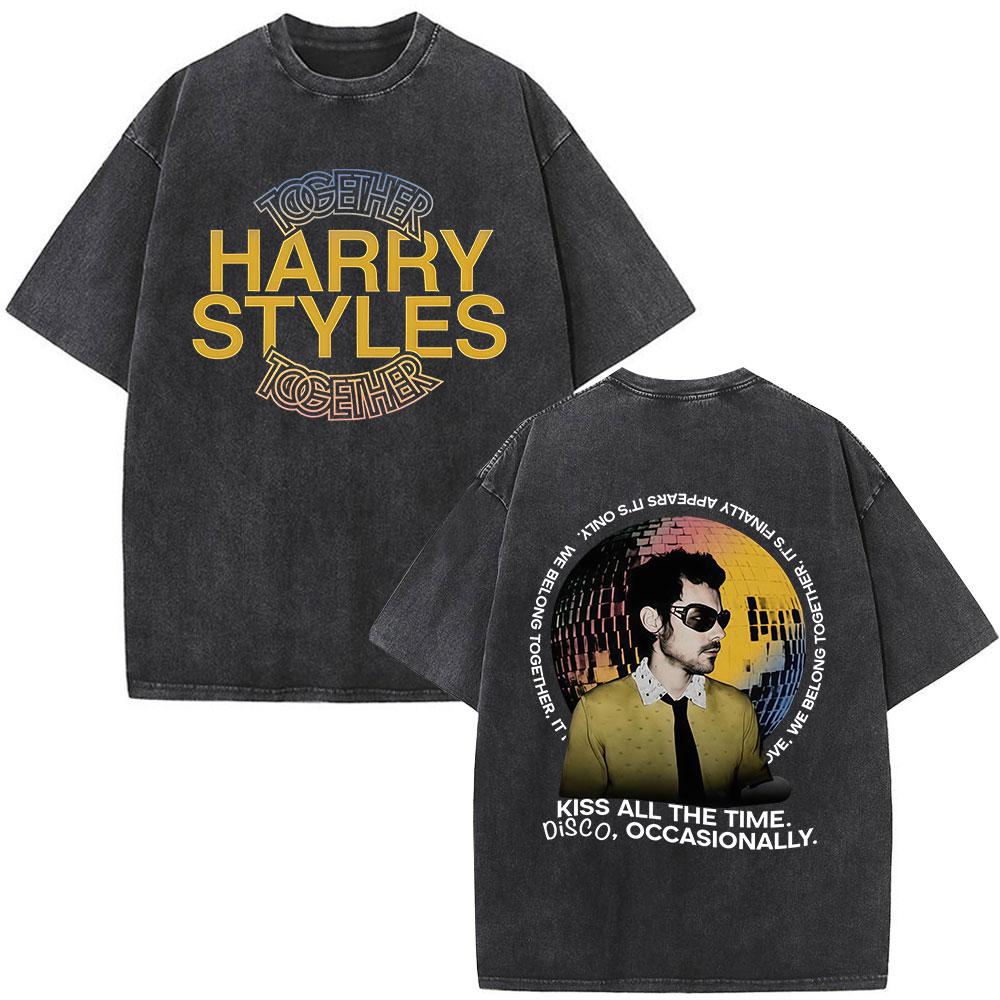 Kiss All The Time Disco Occasionally Tour Vintage Washed T Shirt Men Women High Quality Oversized Cotton Tshirt Streetwear