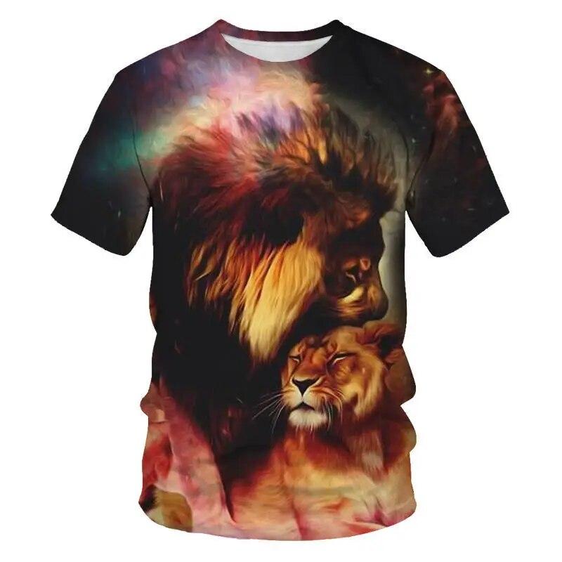 König der Tiere Löwe-Grafik-T-Shirts für Männer Sommermode Tiermuster-Druck-T-Shirt Lässiger cooler Stil Persönlichkeits-T-Shirt
