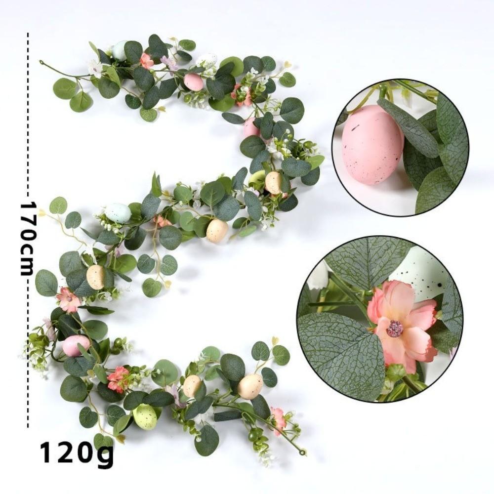 Green Leaf Easter Eggs Tactile Soft Rubber Simulation Flowers Vine Decorations Colorful Egg Artificial Eucalyptus