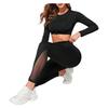 High-Waist Sport Leggings with Mesh Side Pocket for Phone, Black