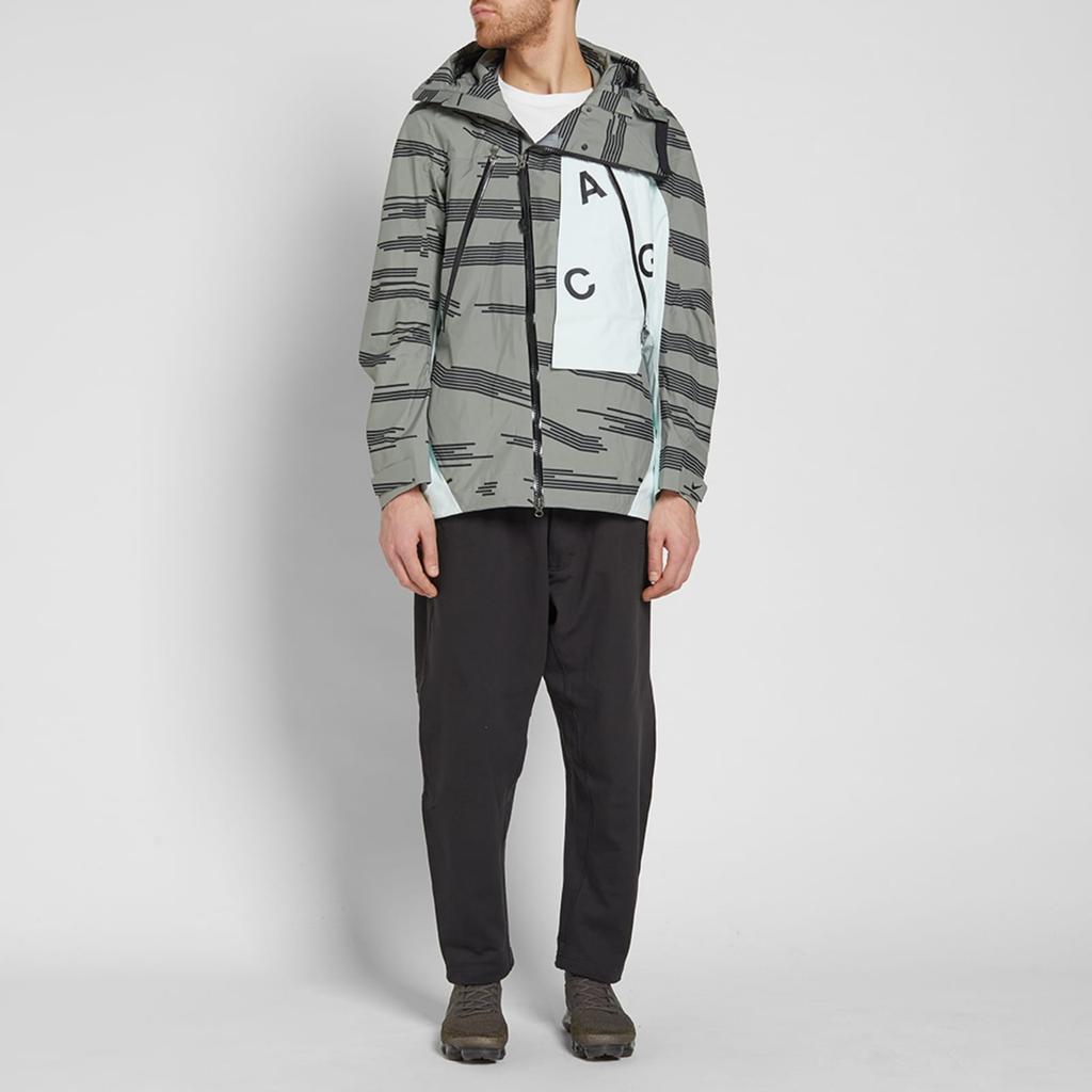 Nike ACG Alpine Jacket Full Print Design Casual Hooded Long Sleeve Jacket Men Jacket Black 924075-004