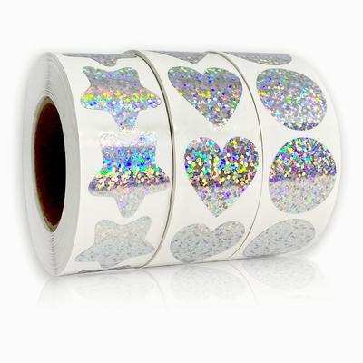500 Sheets/roll, 2.5 Cm, Roll Pack, Rainbow Laser Stickers, Thank You for Purchasing, Commercial Decoration, Adhesive Stickers, Party Labels