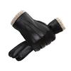 Men's Winter Handmade Leather Woollen Linning Touch Screen Driving and Cycling Thick Cotton Gloves
