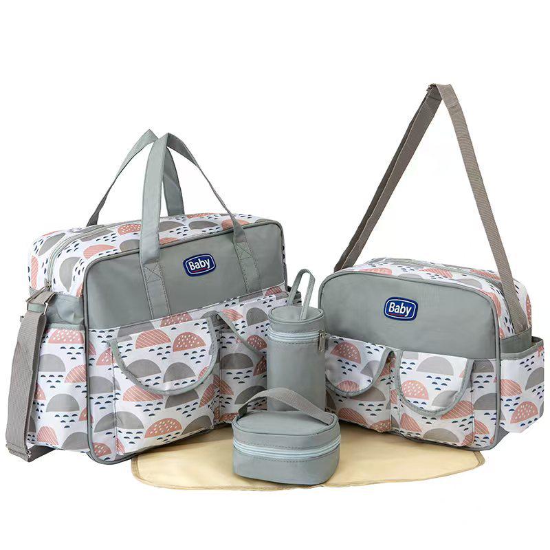 Ensemble de sac à langer multifonctionnel cinq pièces: Sac à Bandoulière et à Épaule Grande Capacité, Portable, pour Mère et Bébé