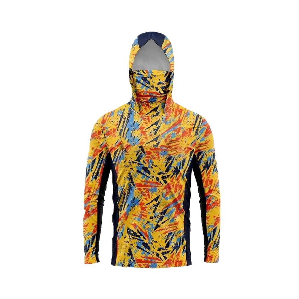 Tactical Camo UPF50+ Fishing Hoodie With Face Mask 3D Print Unisex Quick Dry Anti‑UV Breathable Outdoor Fishing Shirt