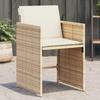 VidaXL Set of 4 Garden Chairs with Cushions, Patio Seats, Balcony Chairs, Outdoor Patio Furniture, Beige 4007459