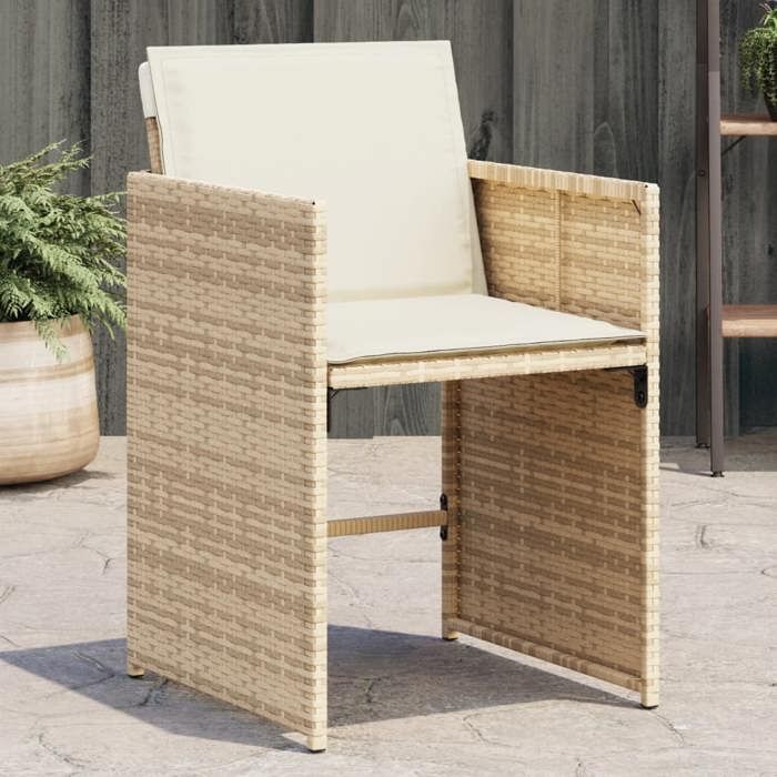 VidaXL Lot de 4 Chaises de Jardin avec Coussins, Sièges de Terrasse, Chaises de Balcon, Meubles de Patio Extérieur, Beige 4007459