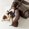 Women's Fur One Thick Bottom Heightening a Footstool Winter Lightweight Padded Warm Snow Boots Non-slip Wear Casual Sneakers