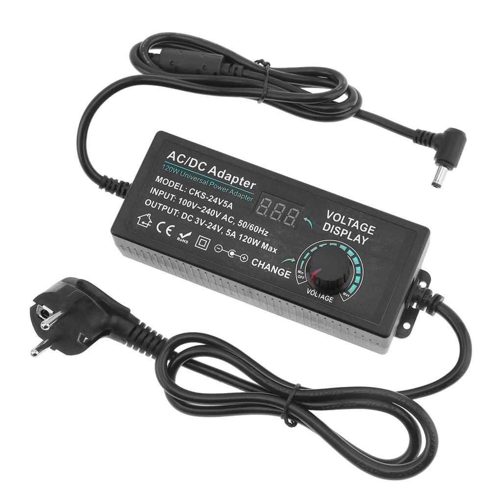Adjustable Power Supply Adapter 72W 120W 5A Variable Switching Power Adapter 100V-240V AC To DC 3V-24V Converter Transformer