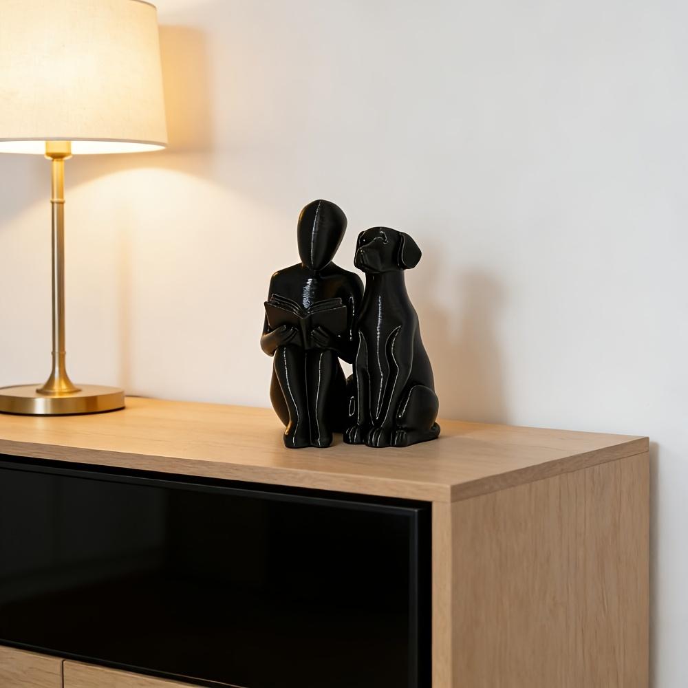 Eternal Friendship: People Reading Books and Puppies Sculpture, Suitable Living Room, Car, Study/Bookshelf Gift for Friends