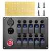 10 Gang Switch Panel Rocker Circuit Breaker Toggle Switch Panel With 3.1A Dual USB Charger+Voltmeter For Car Boat RV Camper