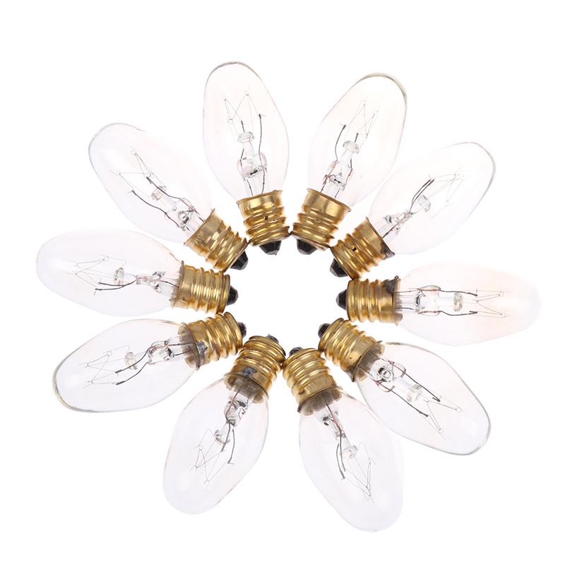 10Pcs E12 120V 7W Transparent Warm Yellow Color Tungsten Lamp Light Bulb For Decoration Salt Rangehood Refrigerator Lamp