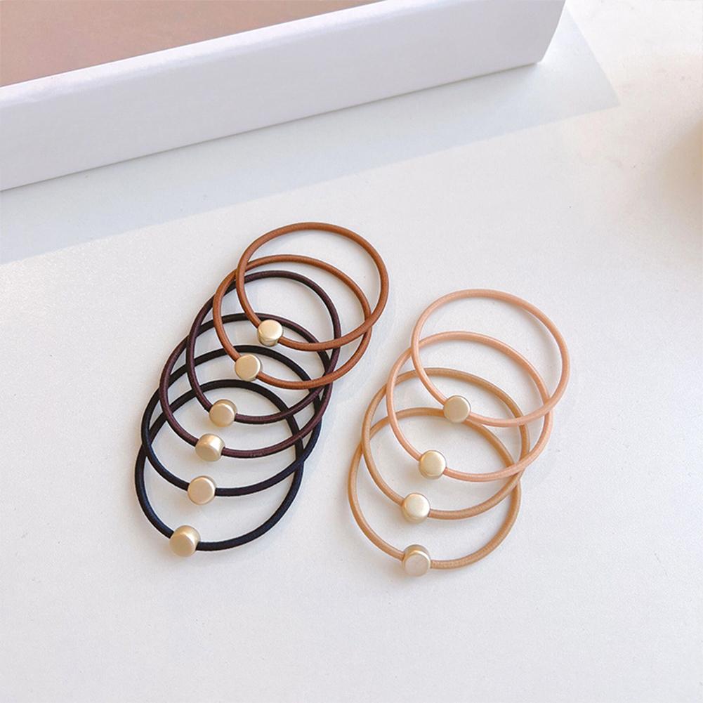 10pcs/set Simple Round Heart Square Hair Tie Highly Elastic Durable Rubber Band Ponytail Hair Rope Headwear Hair Accessories