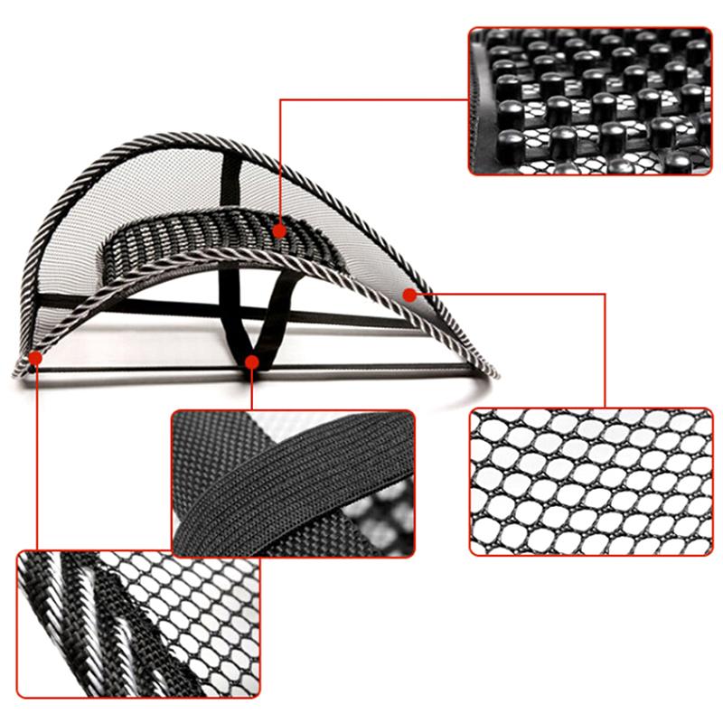 1Pc Mesh Back Lumbar Support Vent Cushion Car Office Chair Cushion Seat Black