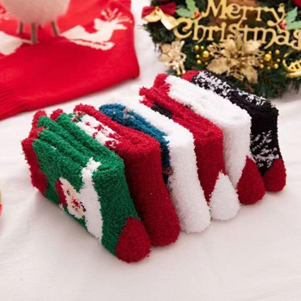 Warm Christmas Velvet Socks Winter Carpet Socks Xmas Gifts Fluffy Floor Socks  Women
