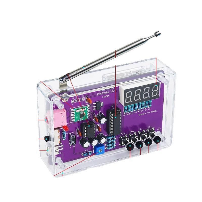 Radio Assembly Kit With Fm Frequency Tuning For Electronics Hobbyists And Diy Makers