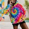Women Plus Size Long Sleeve Drawstring Hoodie Galaxy Space Print Black Kangaroo Pocket Pullover