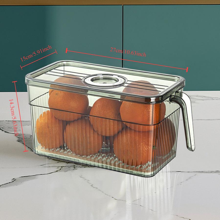 Refrigerator Storage and Fresh-keeping Box, Household Draining Food Preservation Sealing Tape, Handle Storage Box
